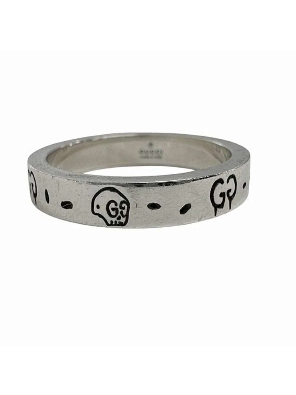 Gucci GG Logo Icon Ghost Ring 925 Sterling Silver Vintage